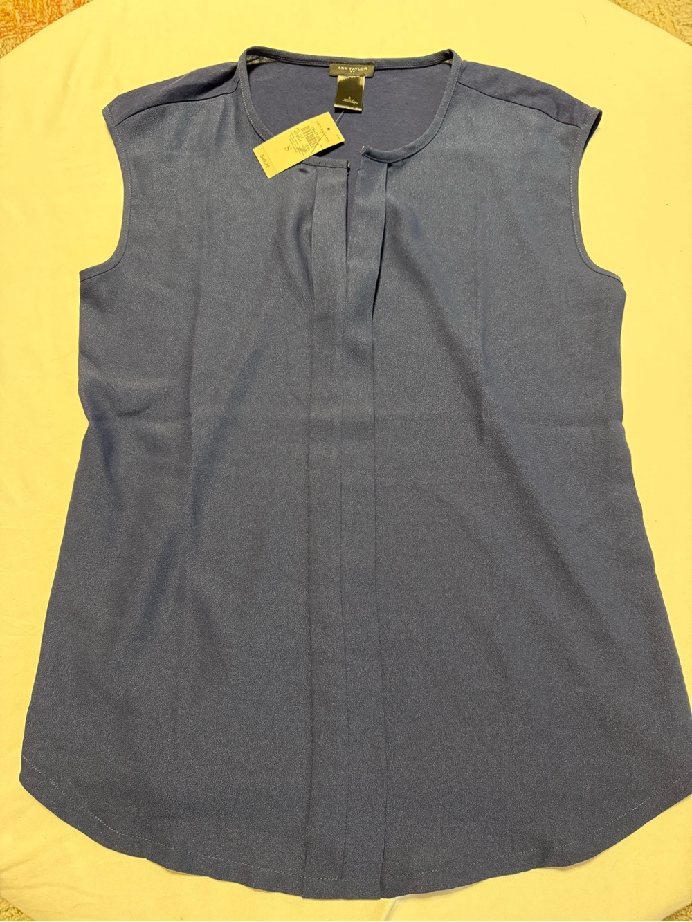 Ann Taylor Sleeveless Pleat-Front Camisole Navy Blue Sleeveless Blouse NWT Sz Md